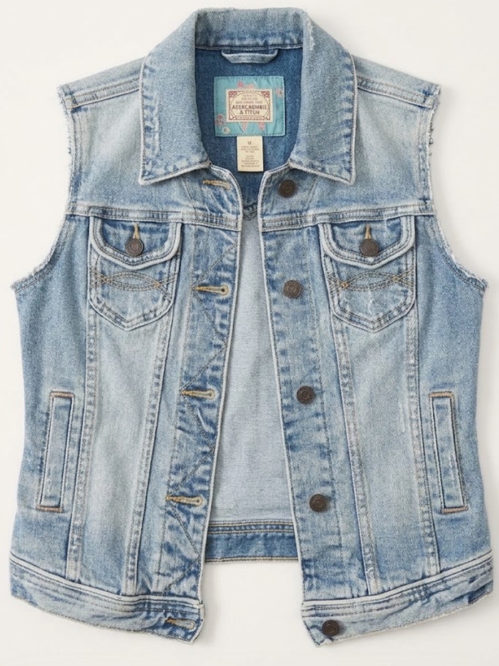 Abercrombie & Fitch Light Blue Denim Sleeveless Jacket